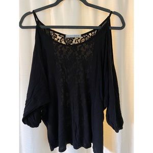 Open Shoulder Black Lace Top